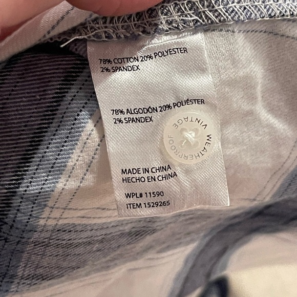 Weatherproof nwt blue white plaid button stretch cotton shirt - Picture 7 of 8